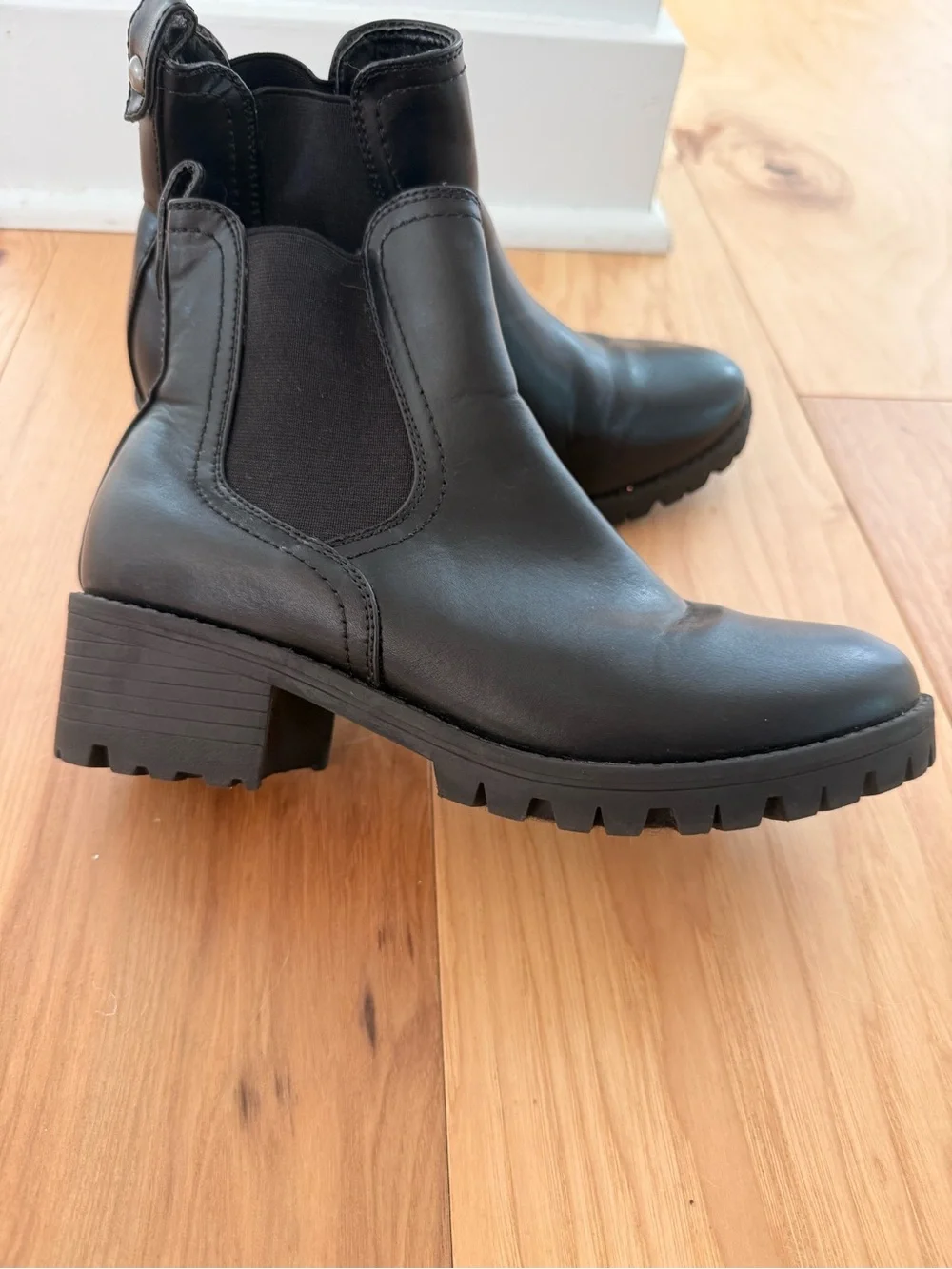 Classic Black Chelsea Lug Bootie - Women's Chelsea Boot size 7.